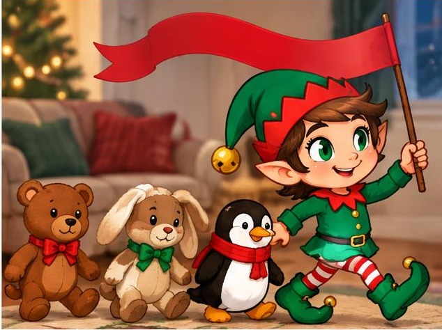 Picture guide: Stuffed Animal Parade elf idea