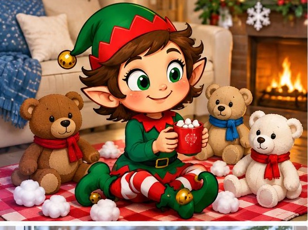 Picture guide: Stuffed Animal Winter Picnic elf idea