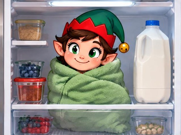 Picture guide: Chilling in the Fridge elf idea