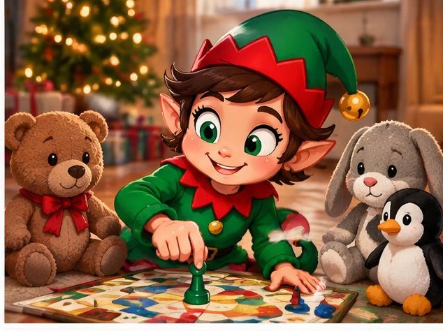 Picture guide: Elf vs. Toys Game Night elf idea